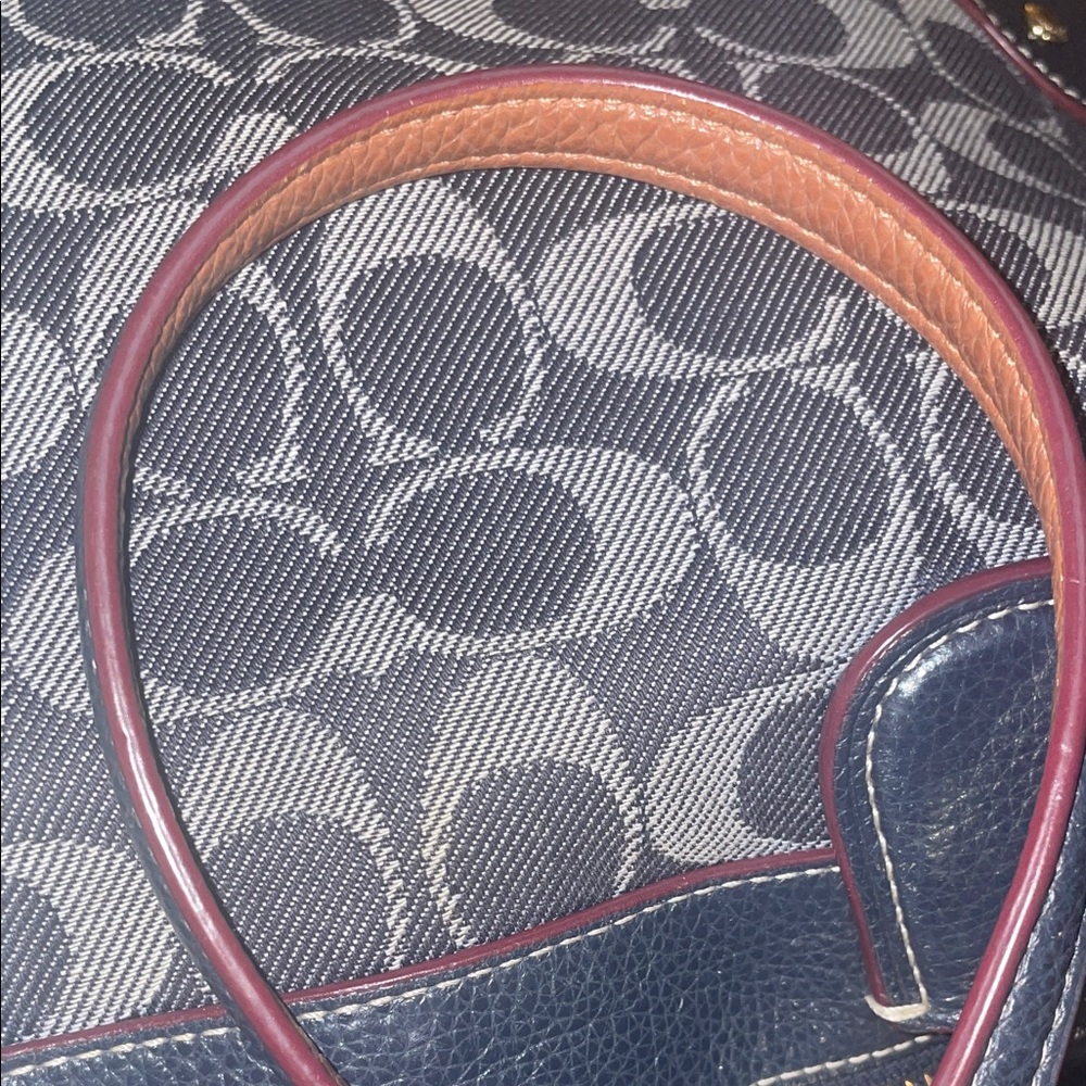 Coach Mickie Satchel  Signature C Denim and Leather Trim GUC - Picture 14 of 16